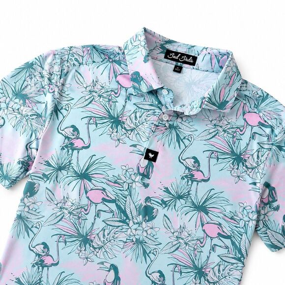 Bad Birdie Other - Bad Birdie Bird Watch Men's Flamingo Polo M Tropical Golf Performance